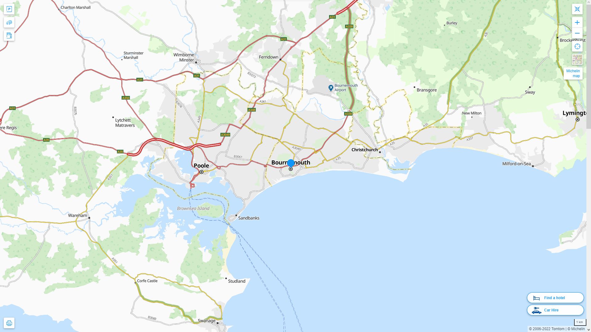 Bournemouth Royaume Uni Autoroute et carte routiere